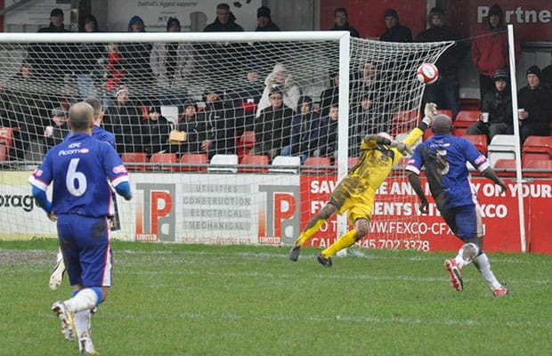 John Bateman saves to deny Sheffield. Pic: Pamela Mullins