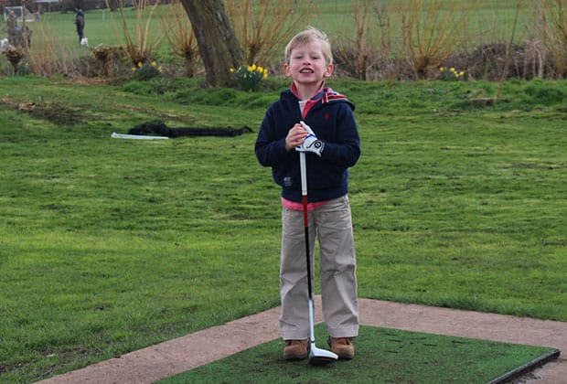Fraser Hamilton-Wright prepares to tee off at Beacon Park's golf course
