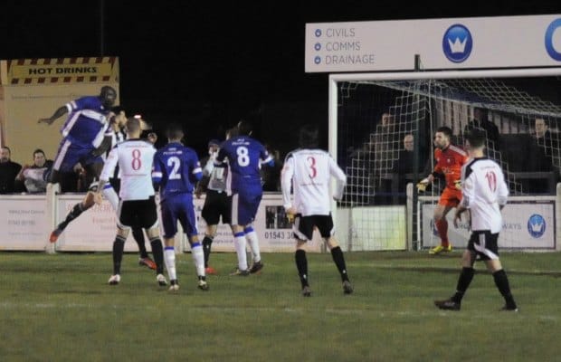 Henry Eze scores for Chasetown. Pic: Pamela Mullins