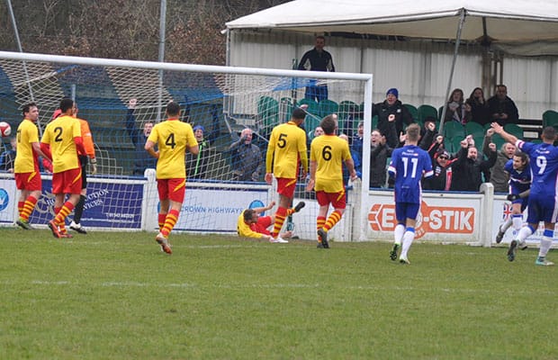 James Dance scores Chasetown's second. Pic: Pamela Mullins