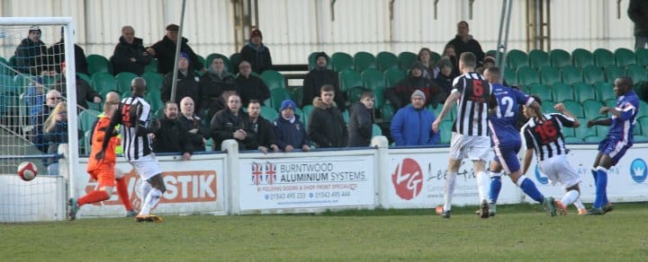 Chasetown take the lead through Stan Mugisha. Pic: Dave Birt