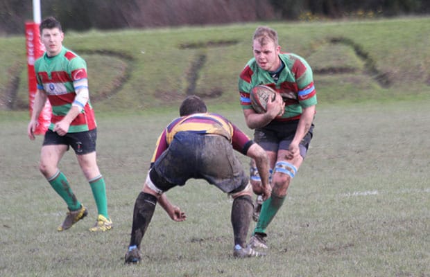 Josh Canning looks for a way past a tackler. Pic: Joanne Gough