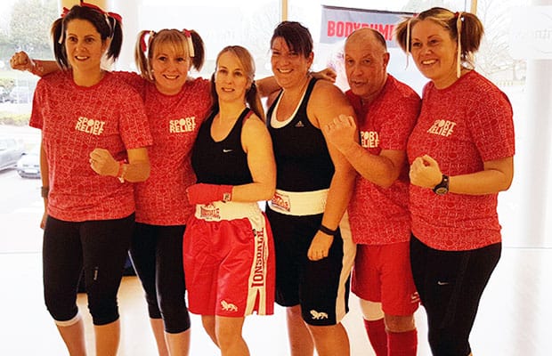 Some of those who took part in the Combatathon at Burntwood Leisure Centre for Sport Relief