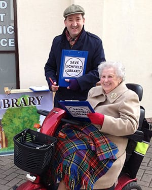 Simon Partridge collecting signatures in Lichfield