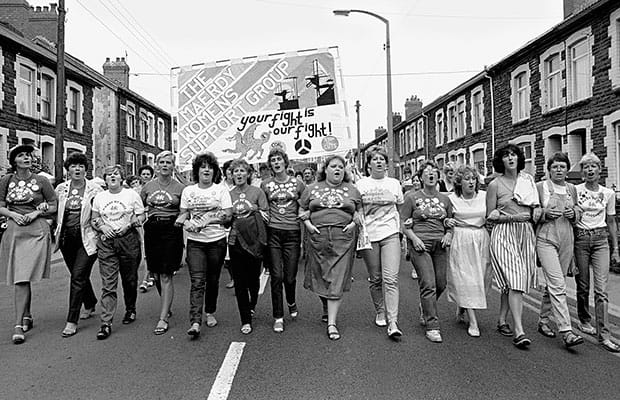 Women protesting during the miners' strike
