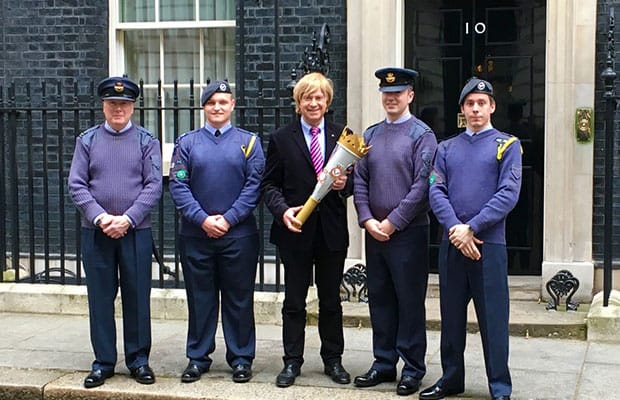 The group of air cadets with Michael Fabricant MP outside 10 Downing Street