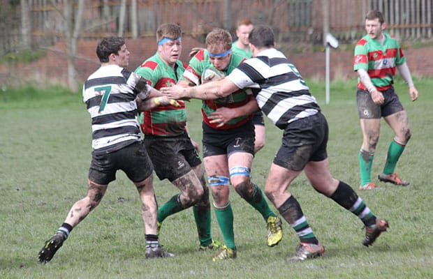 Josh Canning is held back. Pic: Joanne Gough