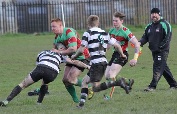 Tom O'Brien is tackled. Pic: Joanne Gough
