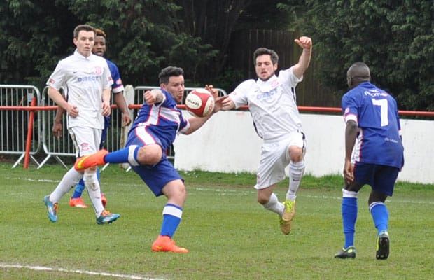 Marco Adaggio tries to get his shot off. Pic: Pamela Mullins