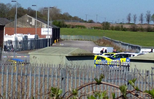 Police at the traveller site in Streethay