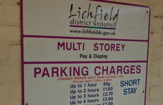 A car parking sign in Lichfield