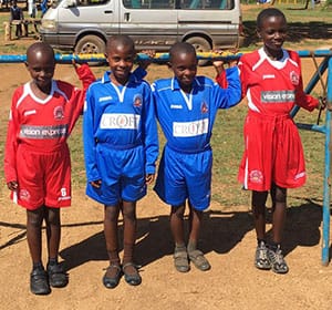 Young footballers in Uganda