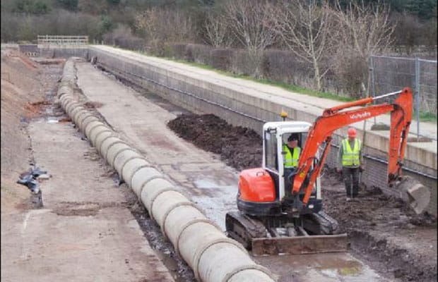 The so-called 'big pipe' which has been hampering restoration efforts on the Lichfield Canal