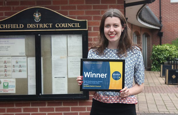 Lichfield District Council GIS officer Roberta Whittaker with the award