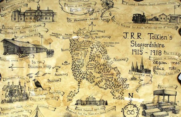 JRR Tolkien's map of Staffordshire