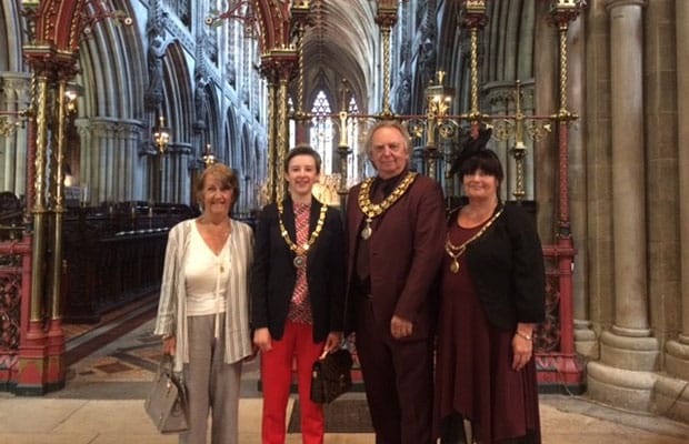Burntwood Town Council's consort Brenda Brettell, Cllr Beth Fisher, Cllr David Salter and his consort Pam Salter in Lichfield Cathedral