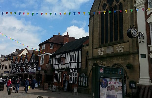 The new bunting outside the Lichfield Guildhall