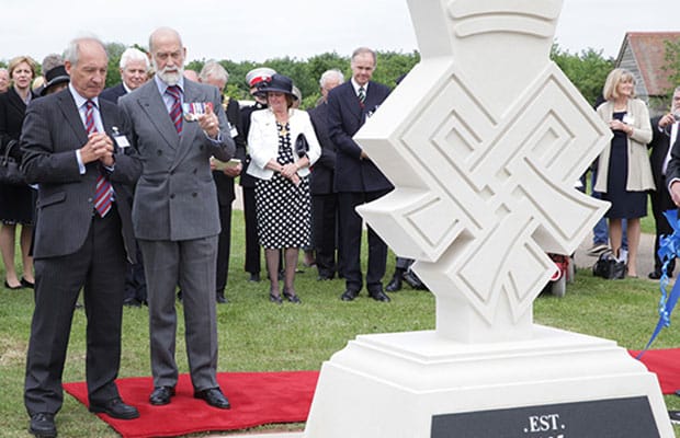 General Sir Kevin O’Donoghue KCB CBE and His Royal Highness Prince Michael of Kent GCVO at the new memorial