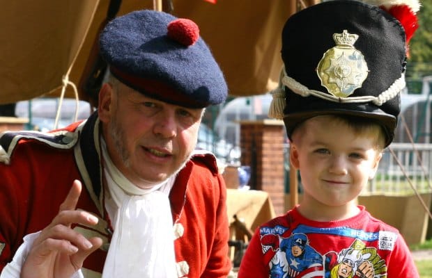A young visitors meets a soldier from the past at the Staffordshire Regiment Museum
