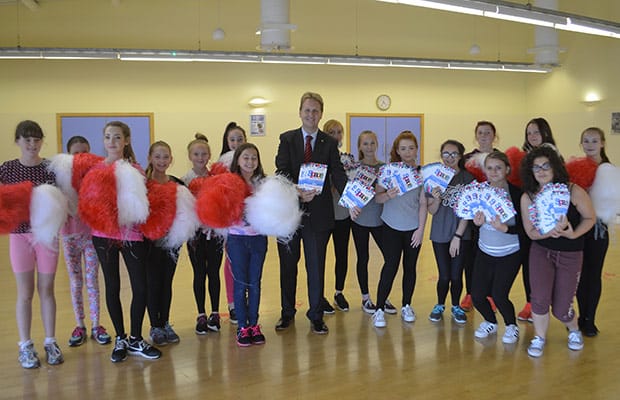 Matthew Ellis with street dancers in Burntwood