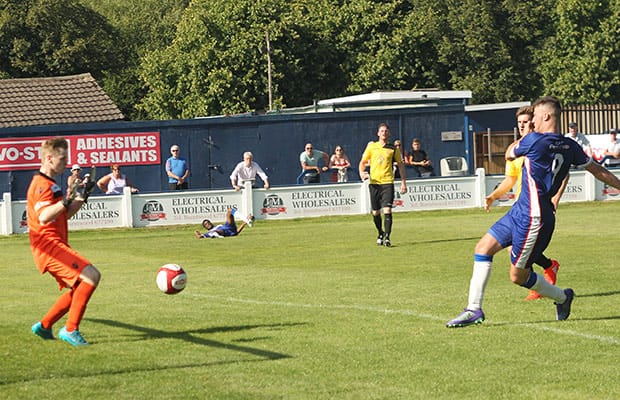 Mitchell Piggon's effort goes towards goal. Pic: Dave Birt