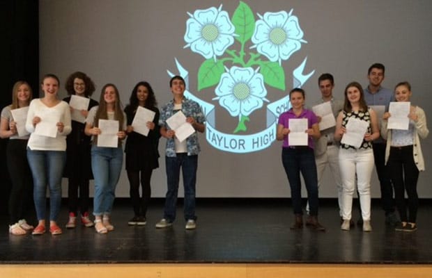 John Taylor High School students with their results