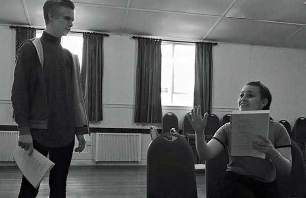 Sophia Ford as Norma and Elliot Scott-Lolley as Joe during rehearsals