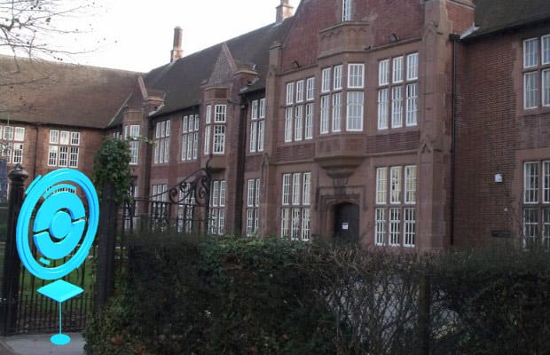 A pokestop outside Lichfield Library