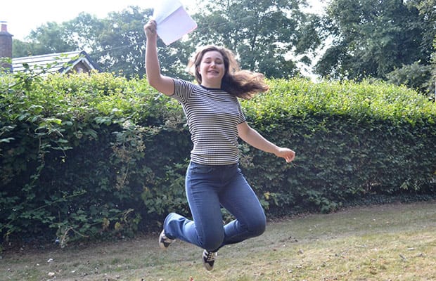 Sophie Capewell celebrating her AS results