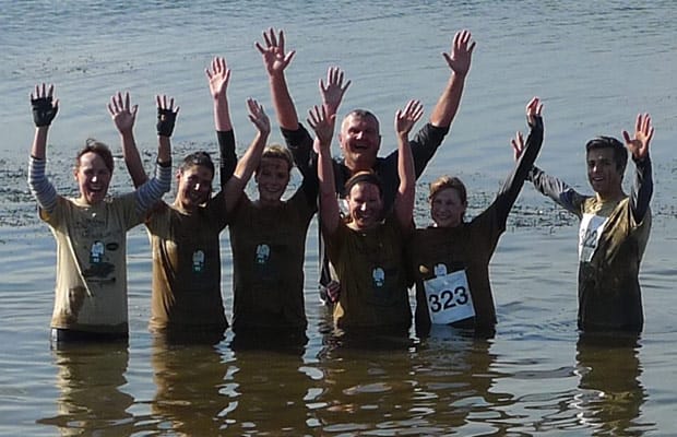 Competitors in the St Giles Hospice mud challenge