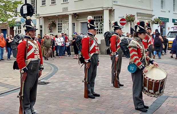 Coldstream Guards re-enactors in Lichfield city centre