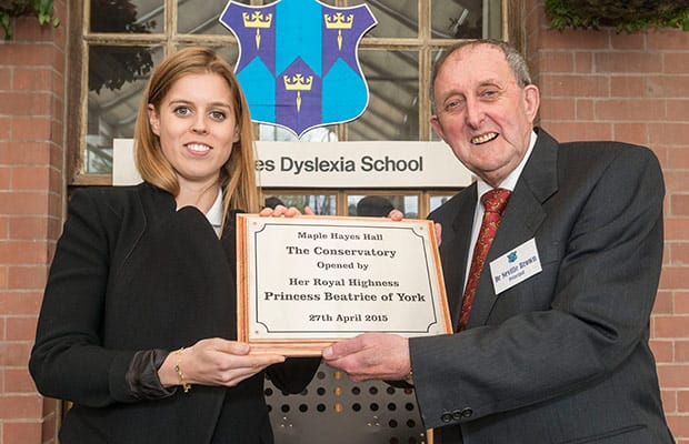 Dr Neville Brown with Princess Beatrice during her visit to Maple Hayes