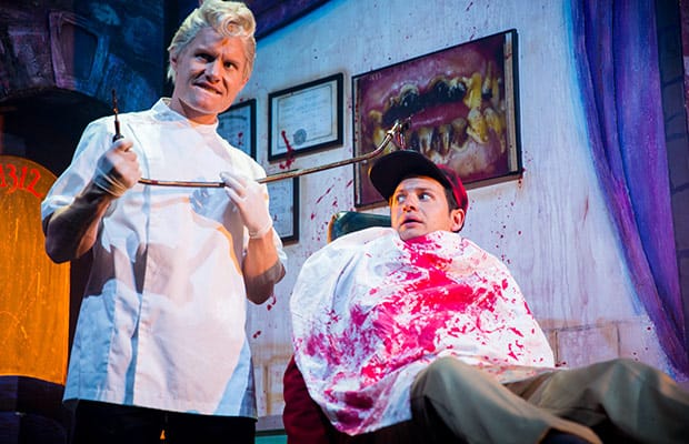 Rhydian (left) in Little Shop of Horrors