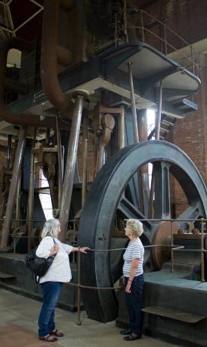 Visitors inside Maple Brook Pumping Station