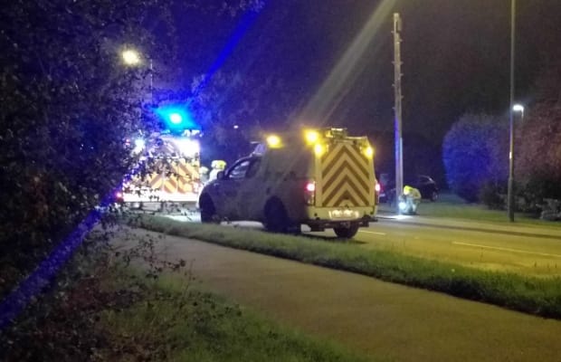 Firefighters and staff from Western Power Distribution check part of a pavement lifted after an incident involving an underground cable Firefighters and staff from Western Power Distribution check part of a pavement lifted after an incident involving an underground cable
