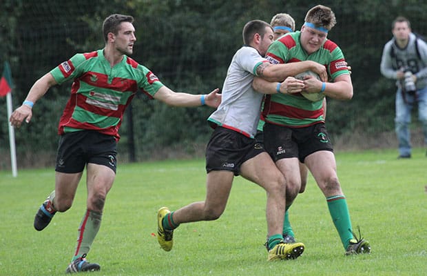 Sean Latham is hauled back. Pic: Joanne Gough
