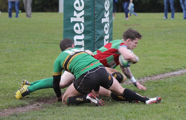 Neil Holden goes over for a try. Pic: Joanne Gough