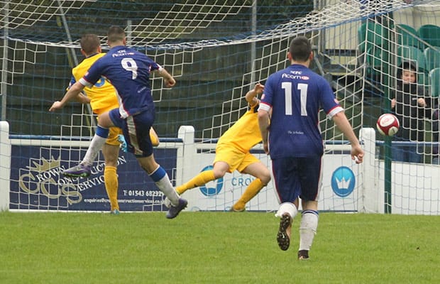 Chasetown equalise through Mitch Piggon. Pic: Dave Birt