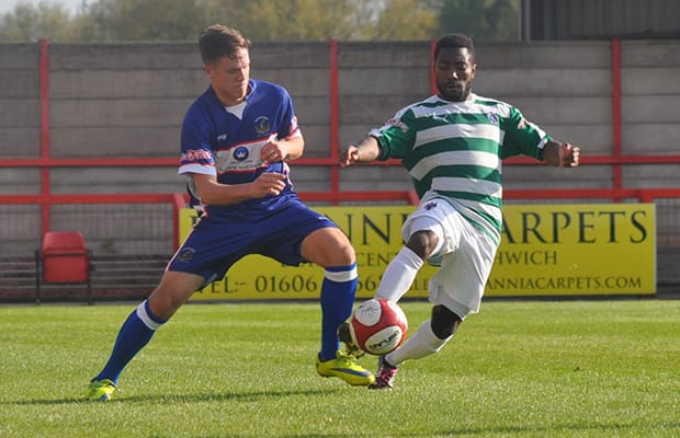 Matthias Curley battles for the ball. Pic: Pamela Mullins