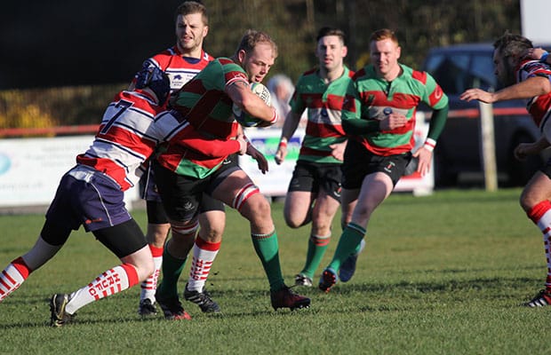 Josh Canning bursts through a tackle. Pic: Joanne Gough