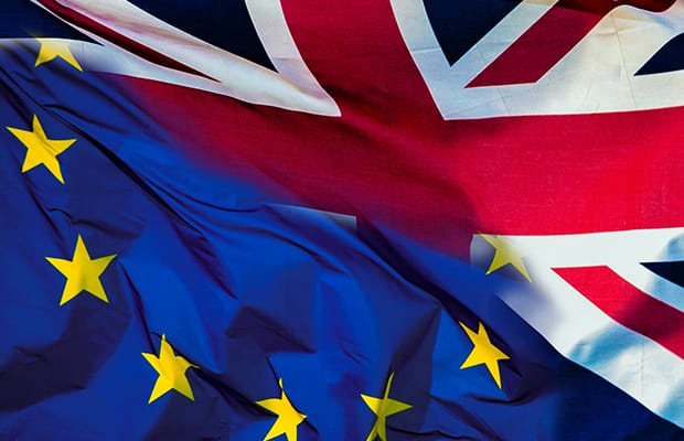 European Union and UK flag