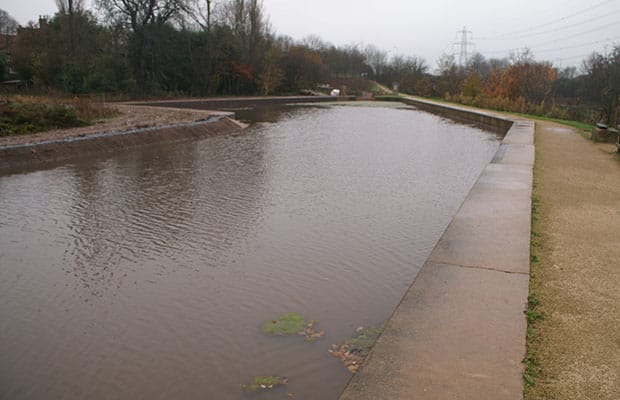 The Lichfield Canal holding water from Storm Angus