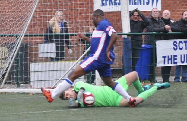 The keeper denies Seb Lake-Gaskin. Pic: Pamela Mullins