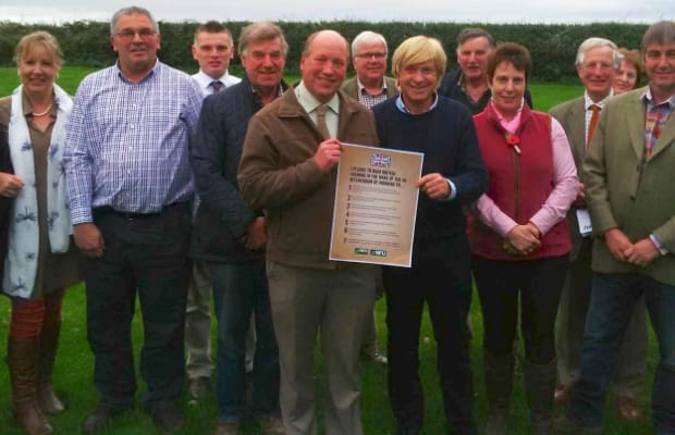 Michael Fabricant with farmers after signing the NFU pledge Michael Fabricant with farmers after signing the NFU pledge