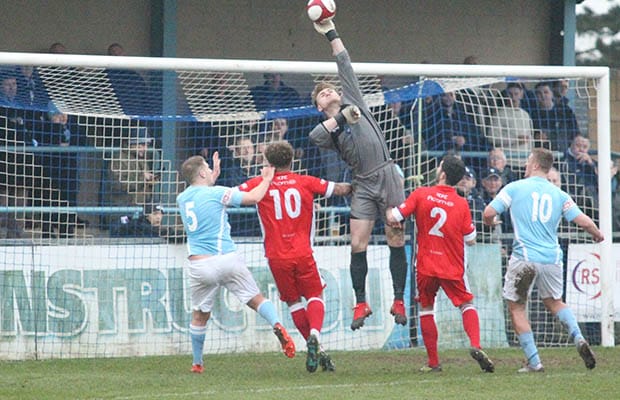 Curtis Pond makes a save