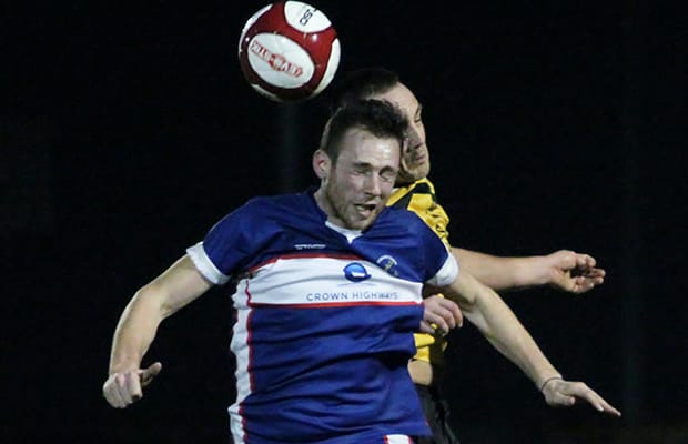 Jack Langston wins a header. Pic: Dave Birt
