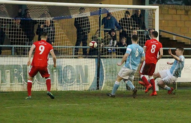 Jack Langston scores for Chasetown. Pic: Dave Birt