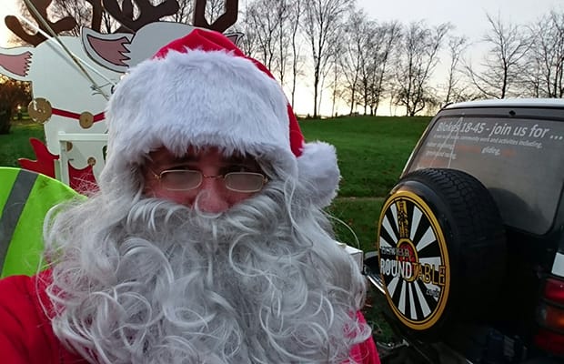 Santa getting ready to head out on the Lichfield Round Table sleigh