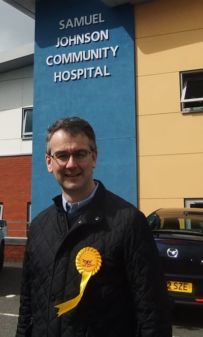 Cllr Paul Ray outside the Samuel Johnson Community Hospital