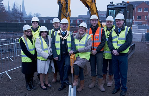 The sod-cutting ceremony at the Lichfield One development